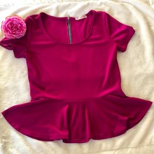 Agaci Magenta and turquoise zip back top
